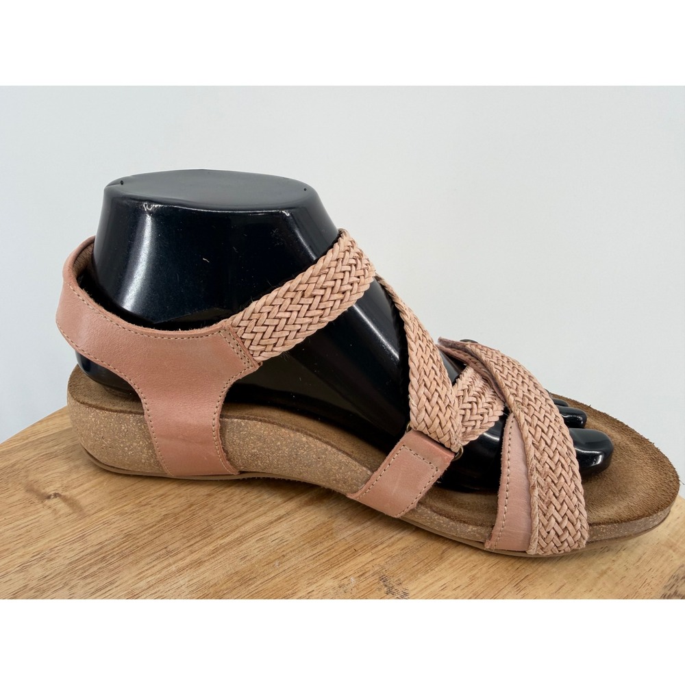 Taos Trulie Womens Dusty Pink Woven Leather Strappy Wedge Sandals Size 8-8.5 39 - Picture 5 of 11